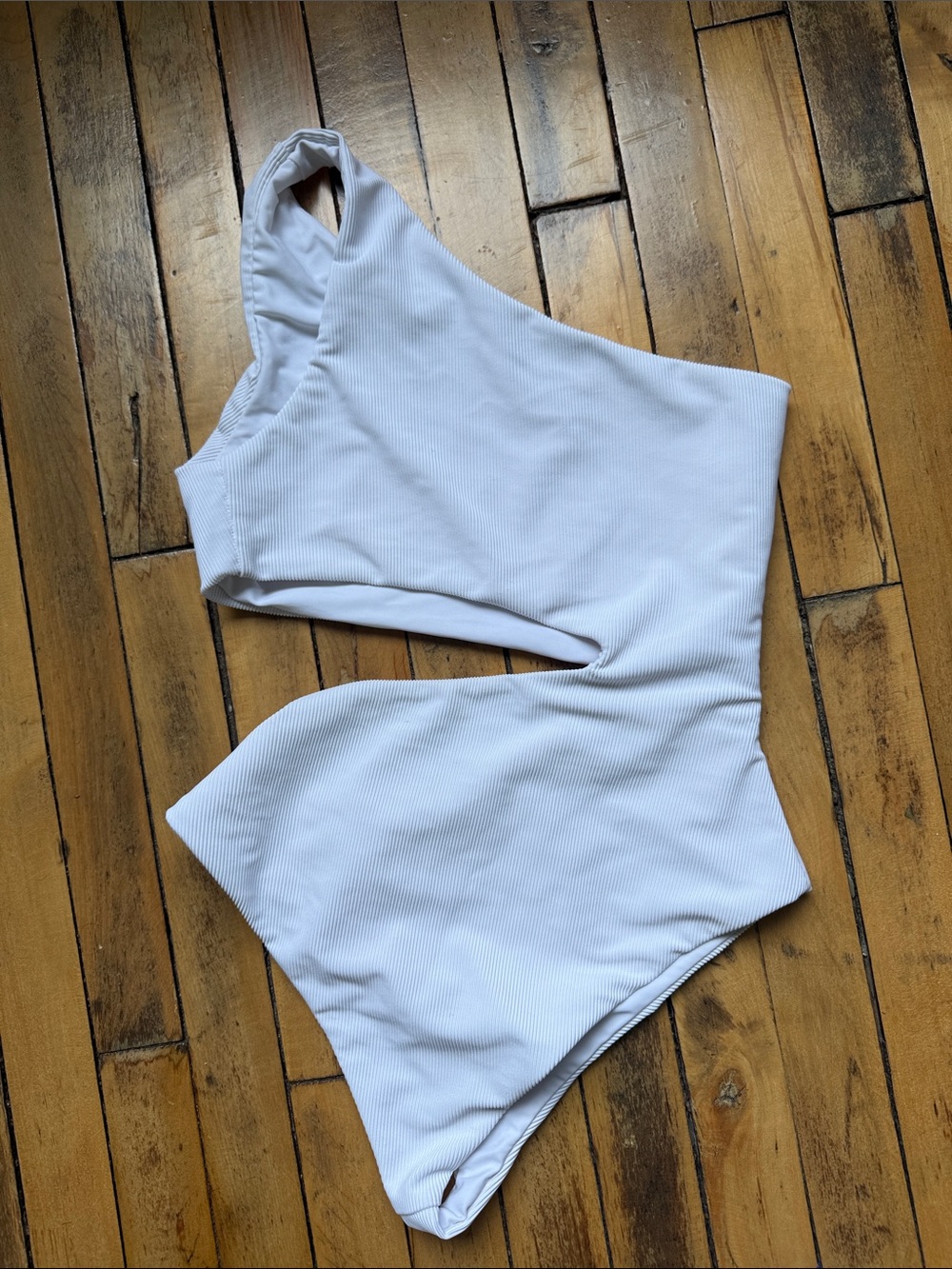 Beach Riot White Ribbed One-Shoulder One piece - Picture 2 of 2